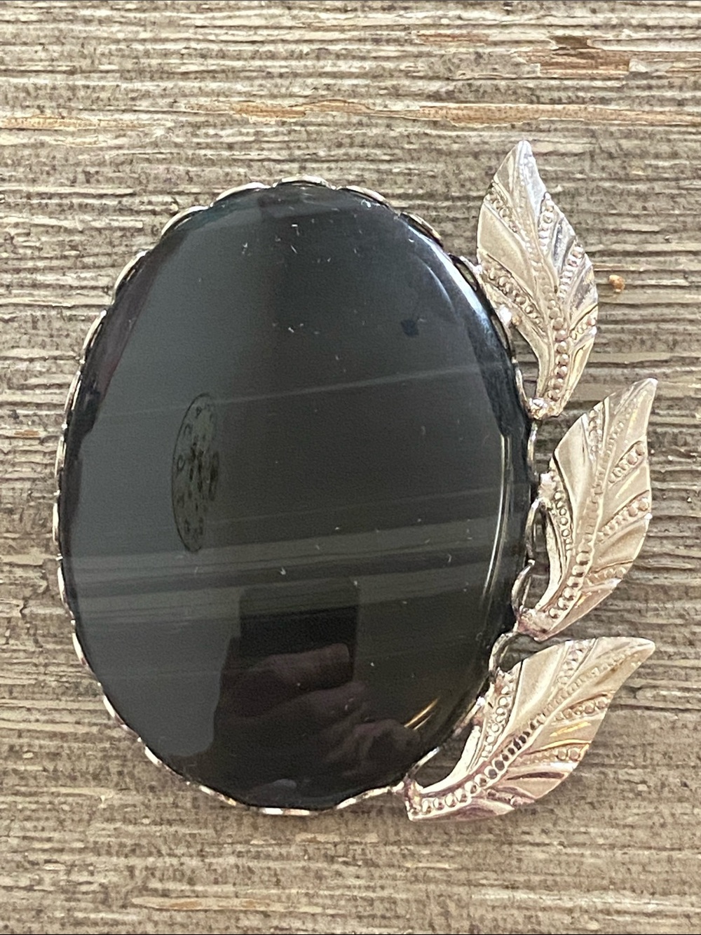 Vintage Natural Black Onyx Stone Broach - Picture 3 of 8